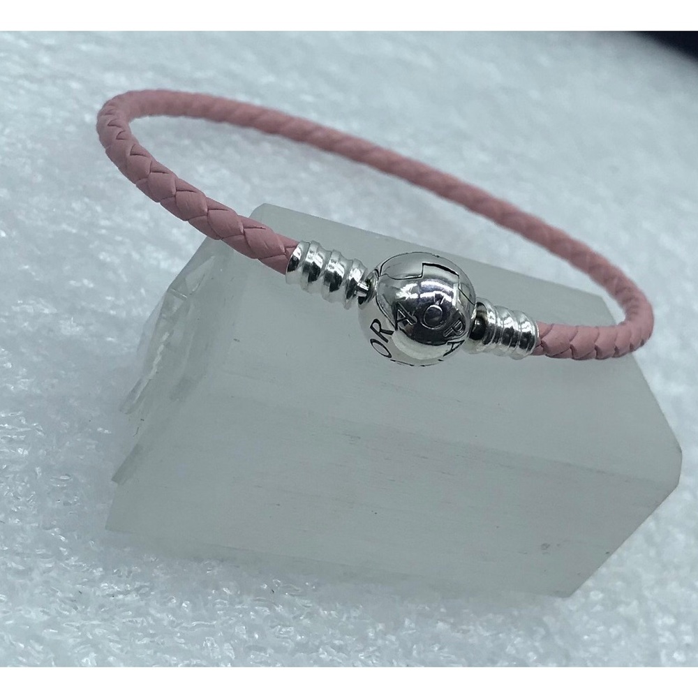 Pandora,” 18CM Single Pink Braided Leather  Clasp  “ 18CM/7 Inches Bracelet